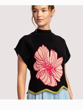 Anthropologie Maeve Sonal Nathwani Cap Sleeve  Floral Sweater